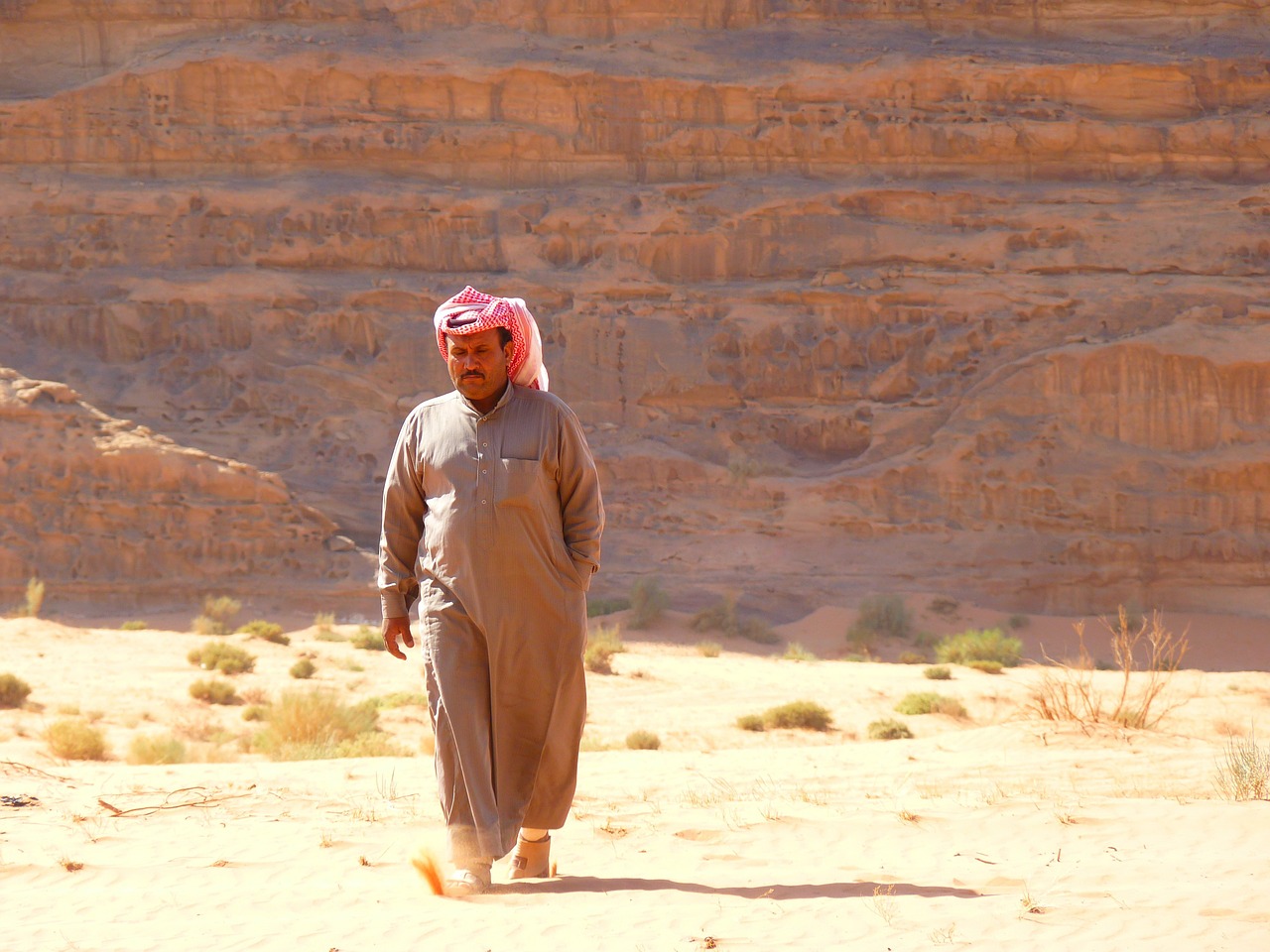 A Bedouin wandering in the Wadi Rum desert